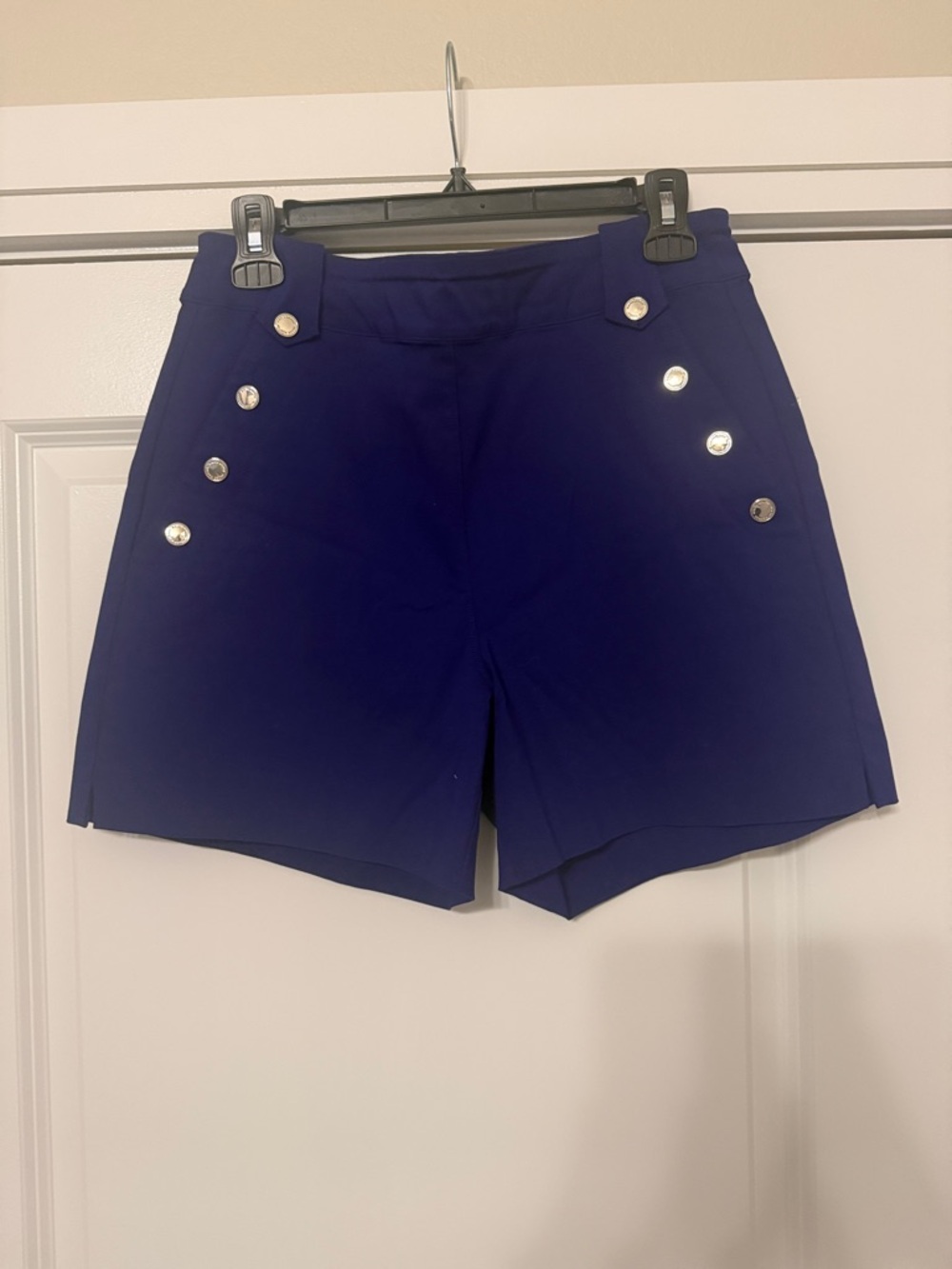 White House Black Market Navy Button-Accent Bermuda Shorts